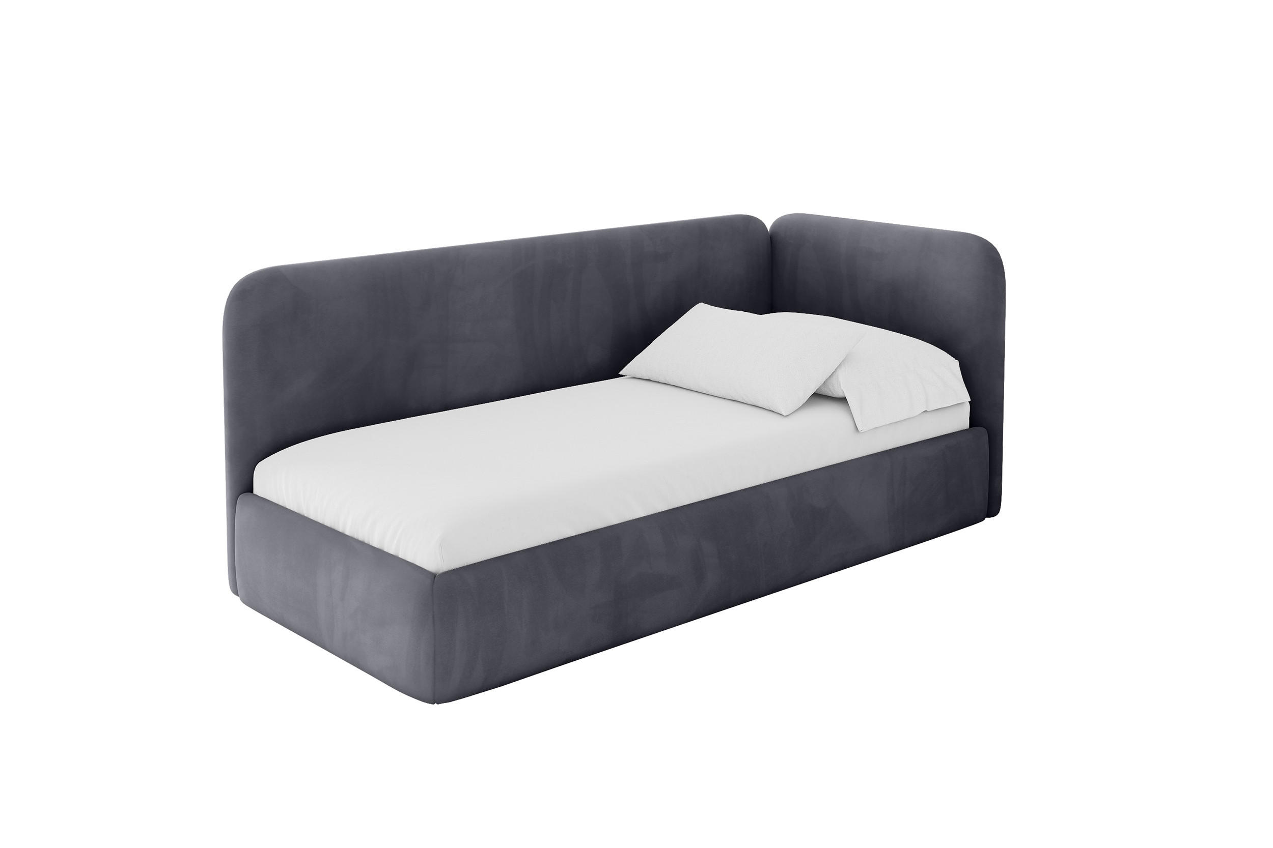 ALTDECOR JEDNOLŮŽKOVÁ POSTEL pro mládež s úložným prostorem a matrací H3/H4, vlevo - ELSY 80x200 tmavě šedá