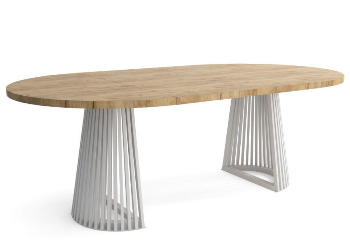 TISCH Craft Gold Ausziehbar Mit Lamellen Weiß 120/220 cm - Weiß/Braun, Holzwerkstoff (220/120/77cm) - Sepro Meble