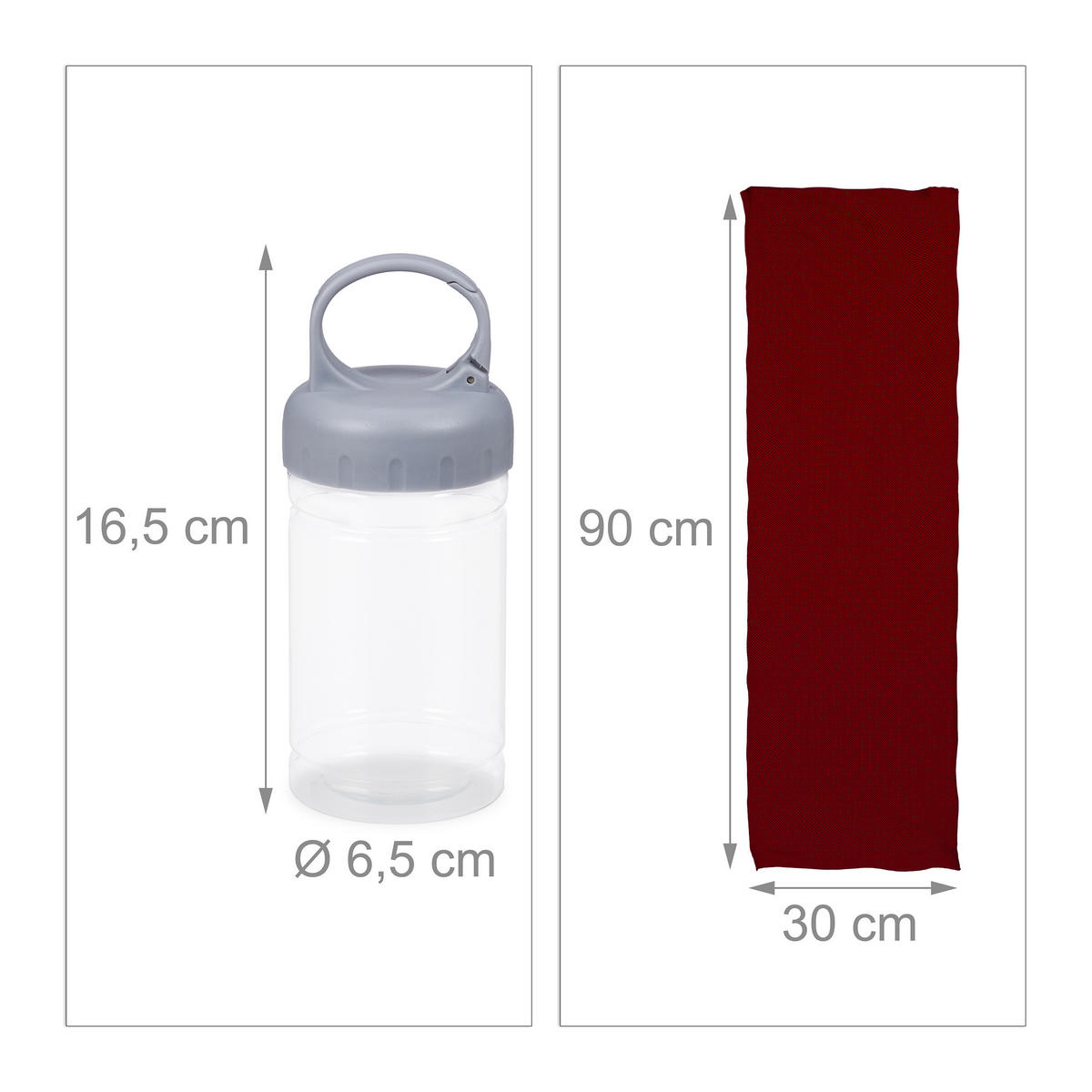 2XKÜHLHANDTUCH - Dunkelrot, Kunststoff/Textil (90/30cm) - Relaxdays