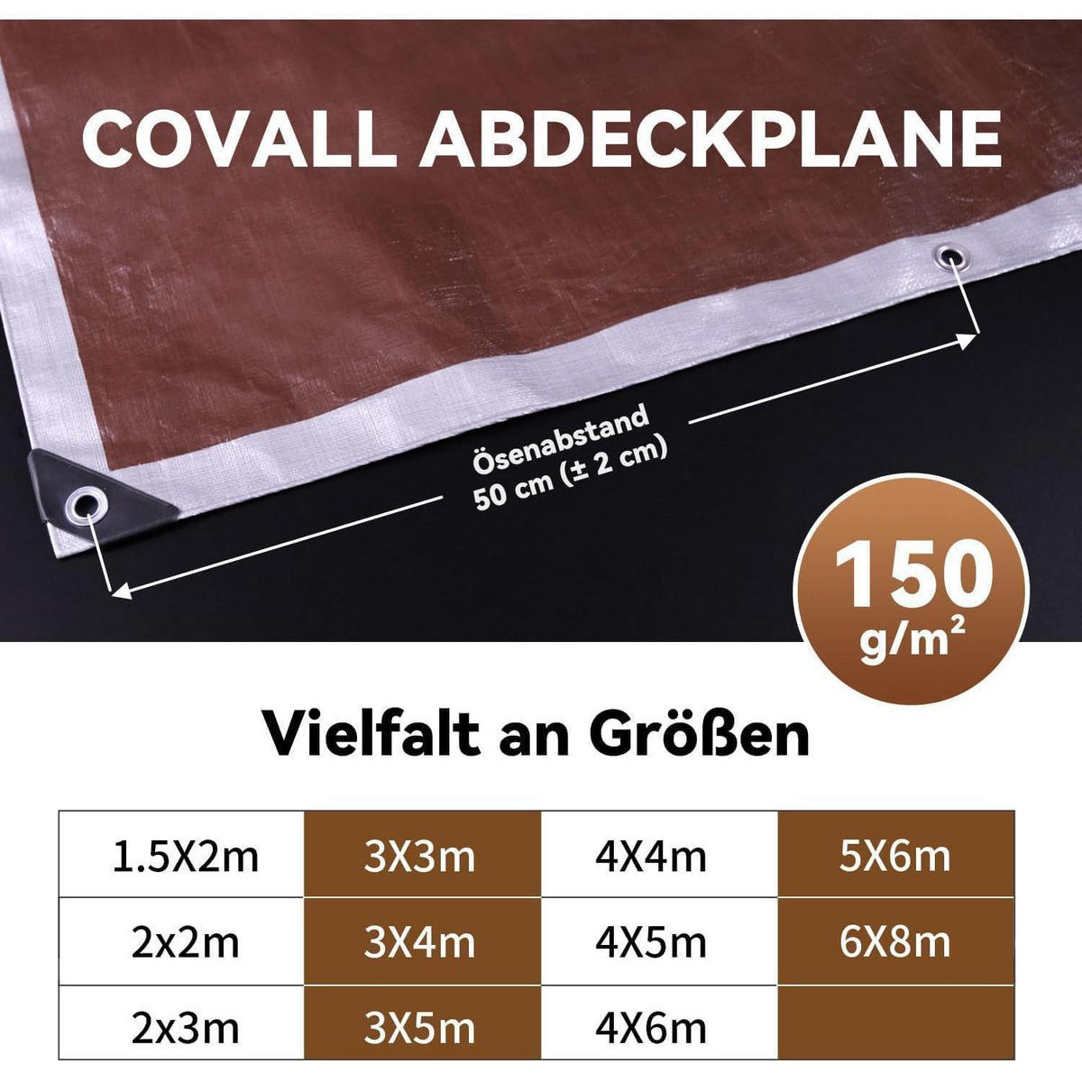 ABDECKPLANE 6 x 8 m wasserdicht 150g/m² UV-stabil - Multicolor, Kunststoff (800/600/1cm)