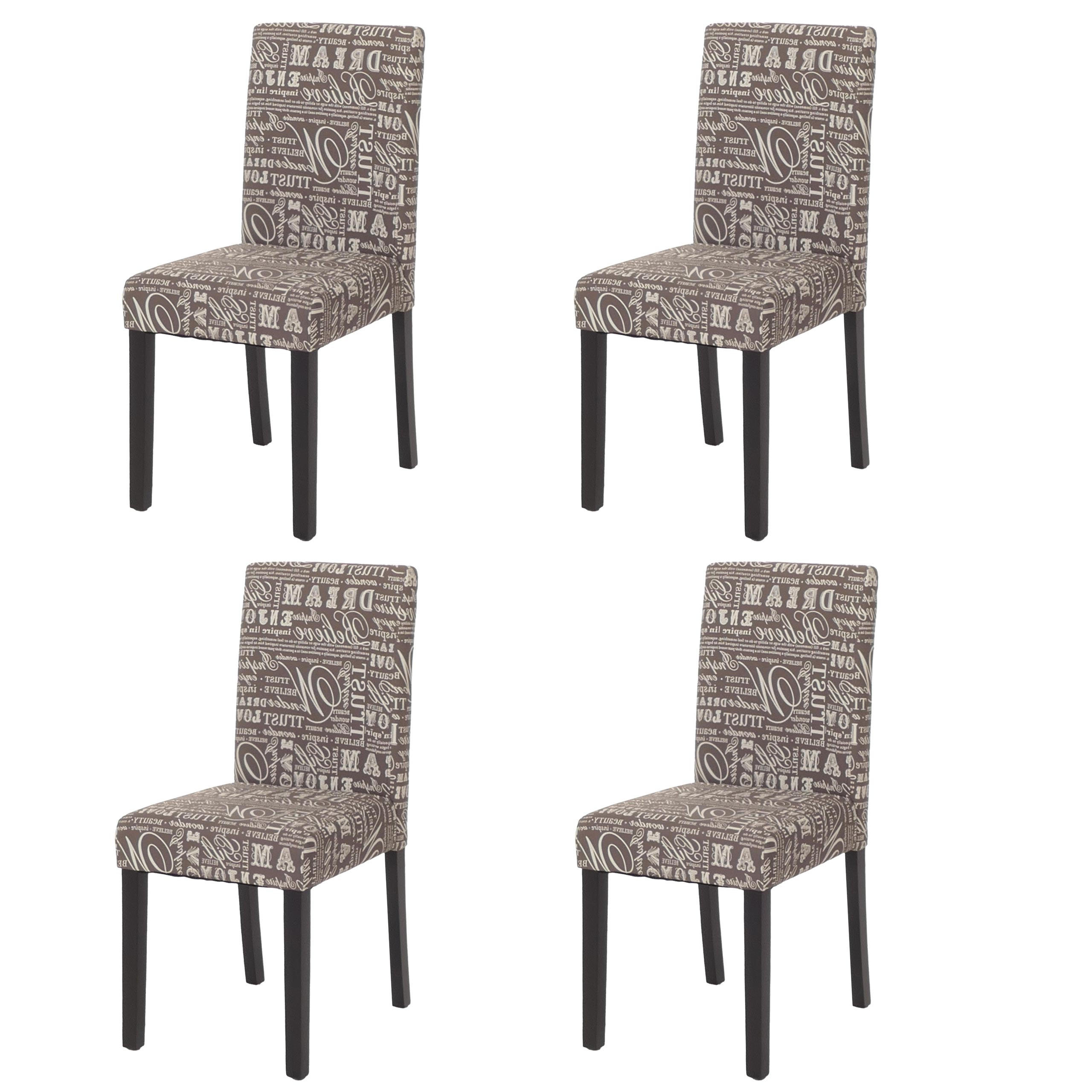ESSZIMMERSTUHL SCHRIFT Grau, Weiß, Dunkelbraun 4er-Set - Dunkelbraun/Weiß, Textil (43/90/56cm) - MCW