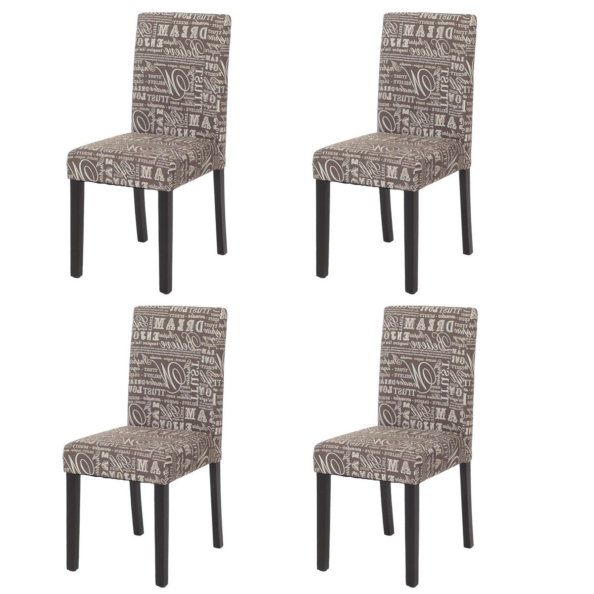 ESSZIMMERSTUHL SCHRIFT Grau, Weiß, Dunkelbraun 4er-Set - Dunkelbraun/Weiß, Textil (43/90/56cm) - MCW