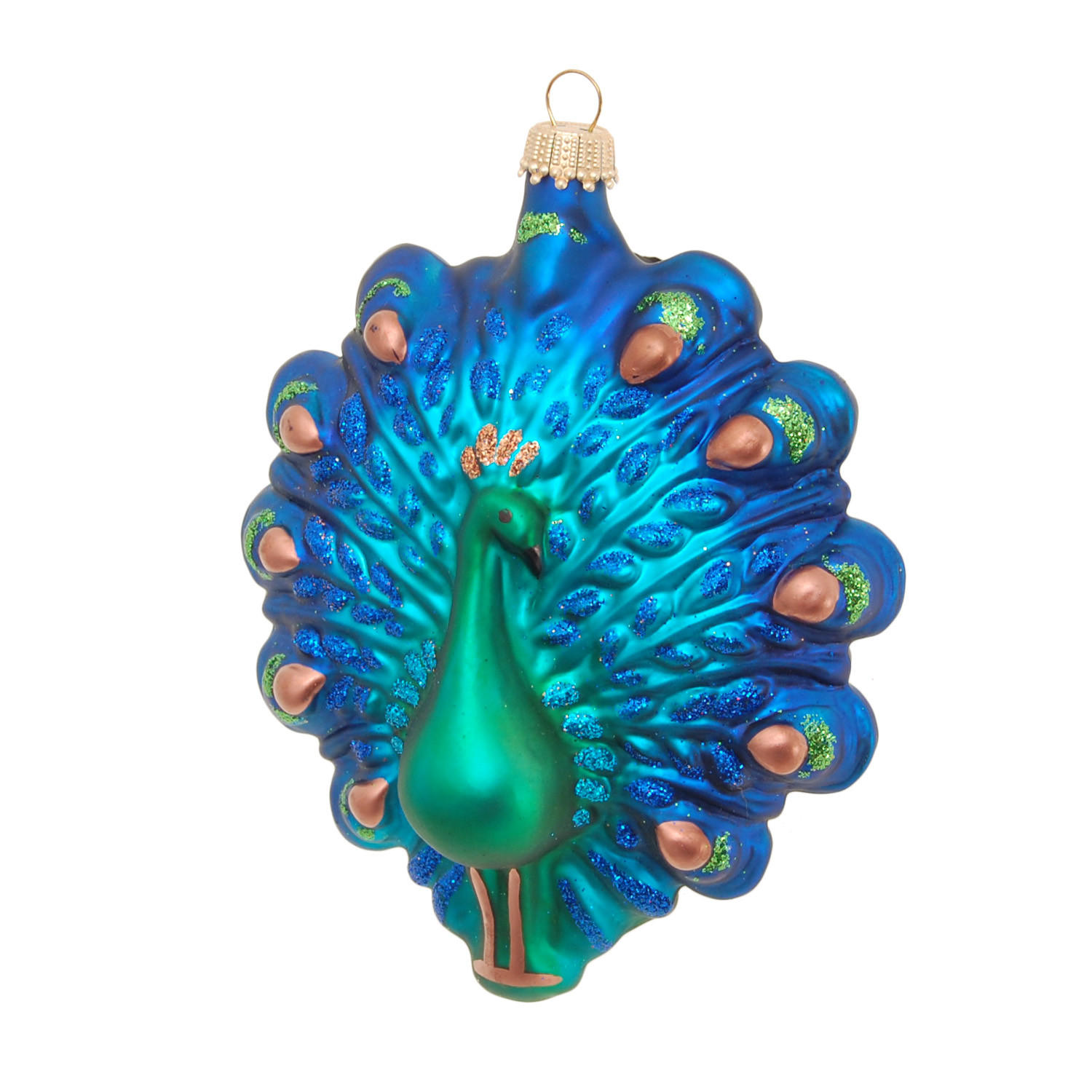Krebs Glas Lauscha Christbaumschmuck Blau 9x13x5 cm