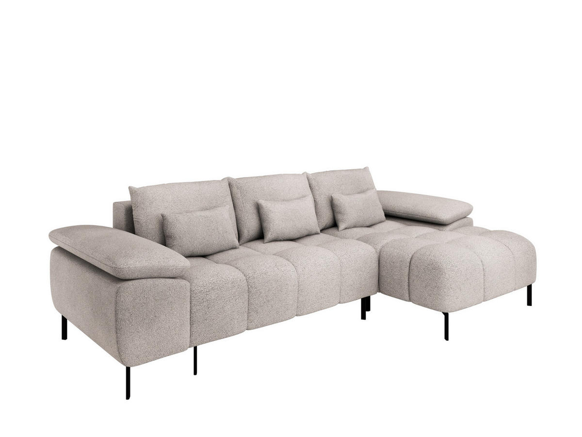 ECKSCHLAFSOFA 4-Sitzer DOLUS – Modernes Ecksofa mit Schlaffunktion Rechts montierbar, Beige - Beige, Holz (141/277cm) - Panda Möbel