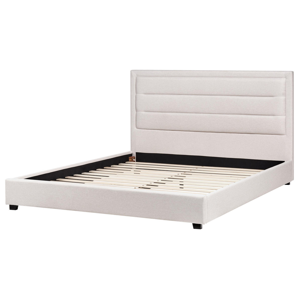 BETT mit Lattenrost 180/200 cm Hellbeige Rouen - Beige/Schwarz, Textil (180/200cm) - Beliani