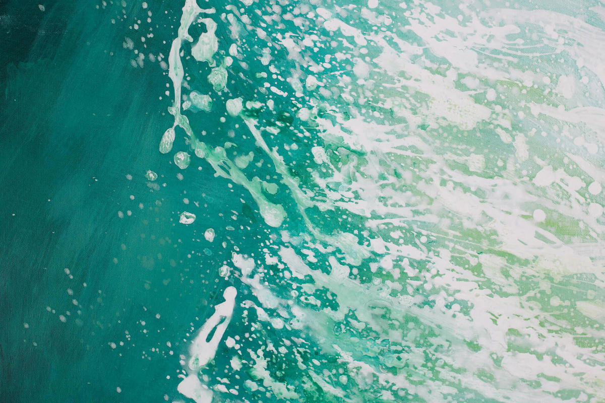 ÖLGEMÄLDE 100/75 cm - Türkis/Beige, Holz/Textil (1.8/75cm) - KUNSTLOFT