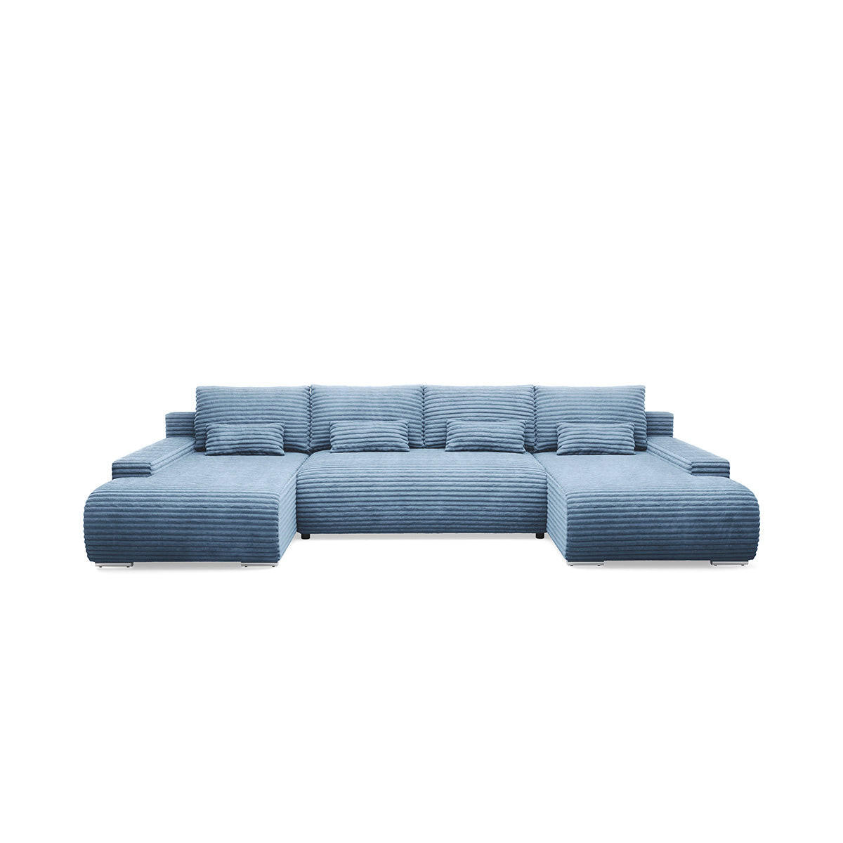 PANORAMASOFA Ivana 4 Sitzplätze Hellblau - Blau, Holz (350/85/172cm) - Petits-meubles