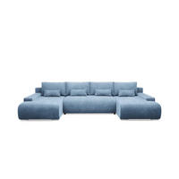 PANORAMASOFA Ivana 4 Sitzplätze Hellblau - Blau, Holz (350/85/172cm) - Petits-meubles