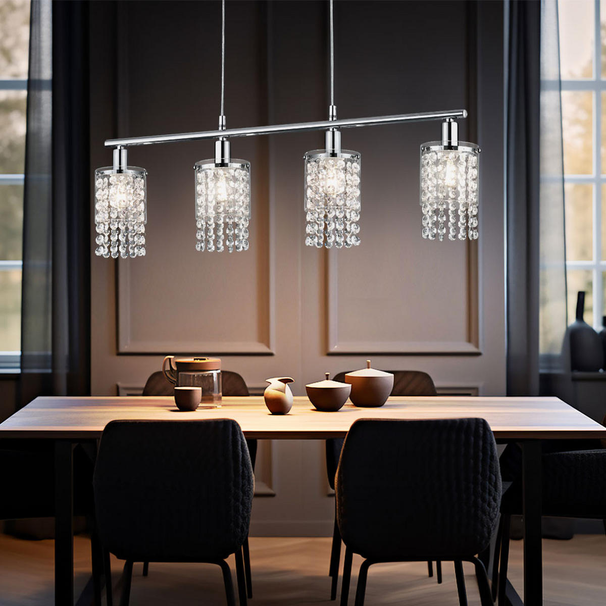 LED DECKENLEUCHTE POSH Klar Glas - Klar, Metall (11/80/140cm)