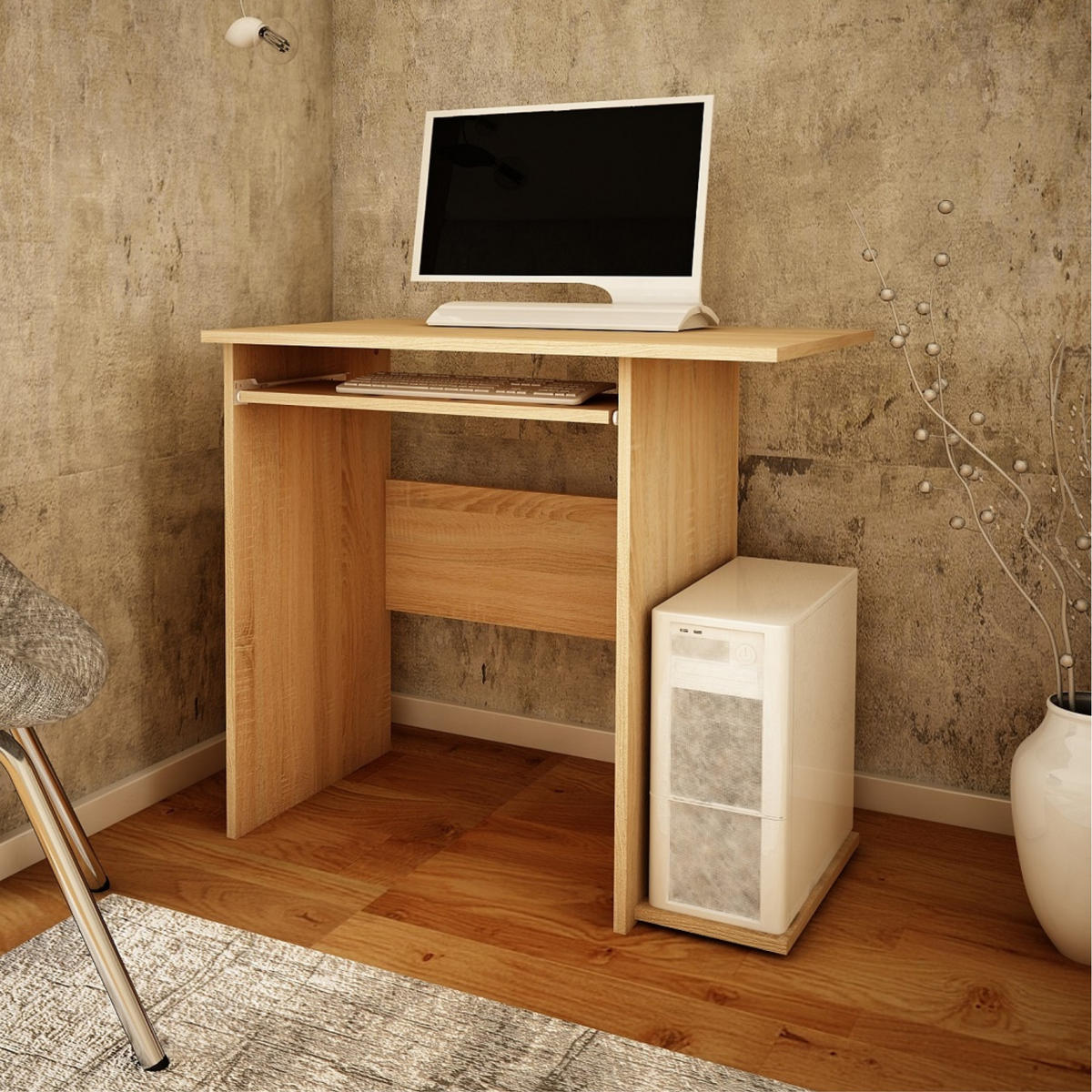 COMPUTERTISCH mit Regalen in Sonoma - Sonoma Eiche, Holz (80/50/74cm) - Home Collective