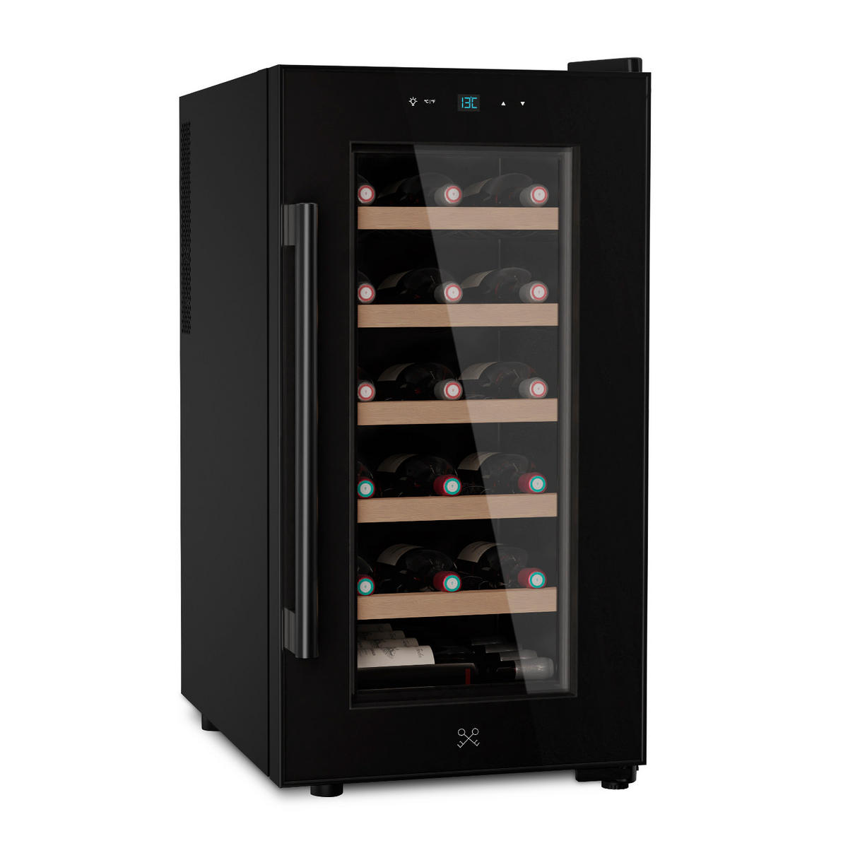 WEINKÜHLSCHRANK CAVCB18 Schwarz, 18 Flaschen, 50L, 5 Regale, Thermoelektrische Kühlung LED, Anti-UV - Schwarz, Metall (34.5/66.7/48.5cm) - Les Petits Champs