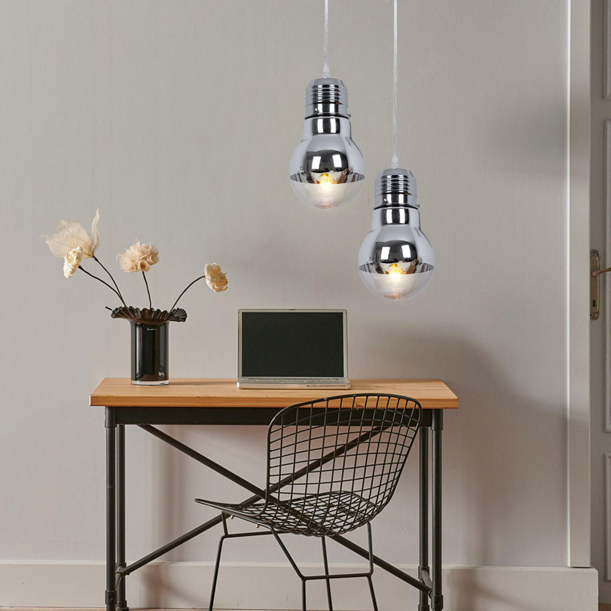 HÄNGELEUCHTE Glas Chrom Silber - Silberfarben, Glas (15/15/120cm) - Brilliant