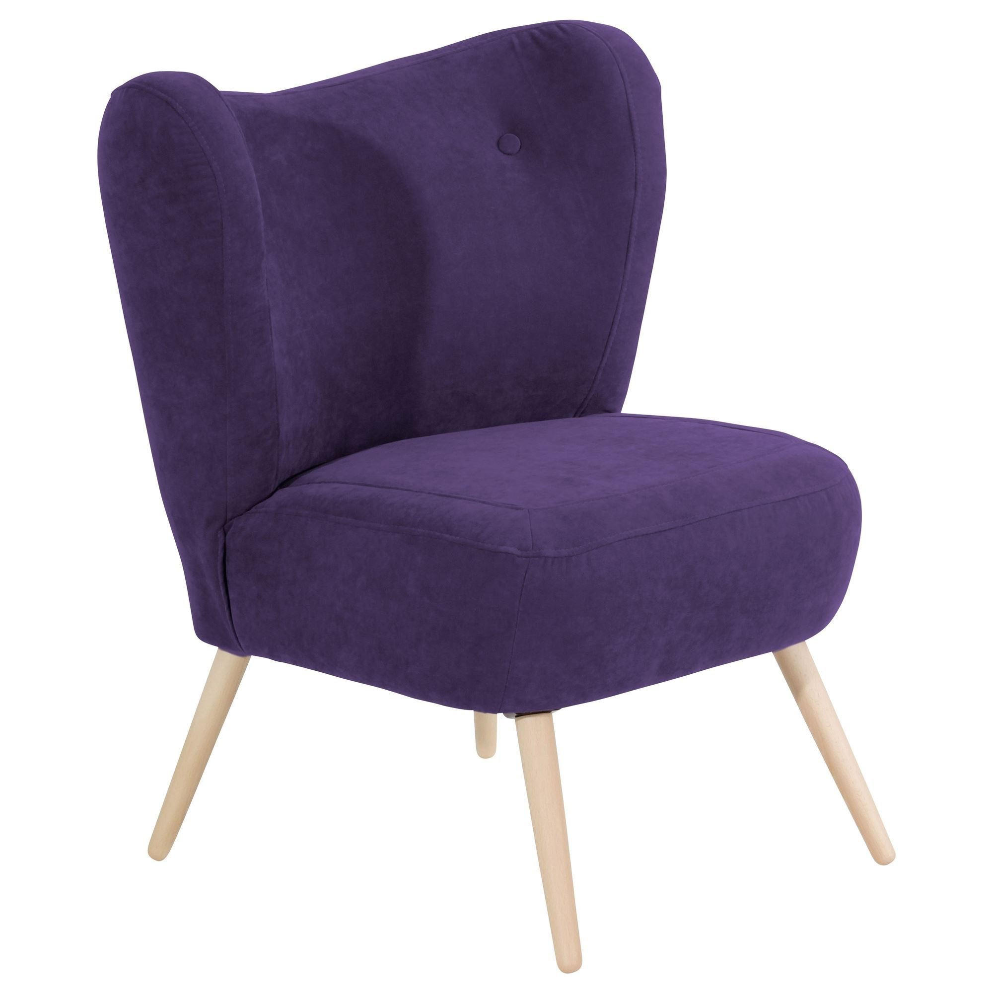 SESSEL Kathy Bezug Veloursstoff Buche natur / violett - Lila, Kunststoff (70/86/69cm) - 58aufmkessel