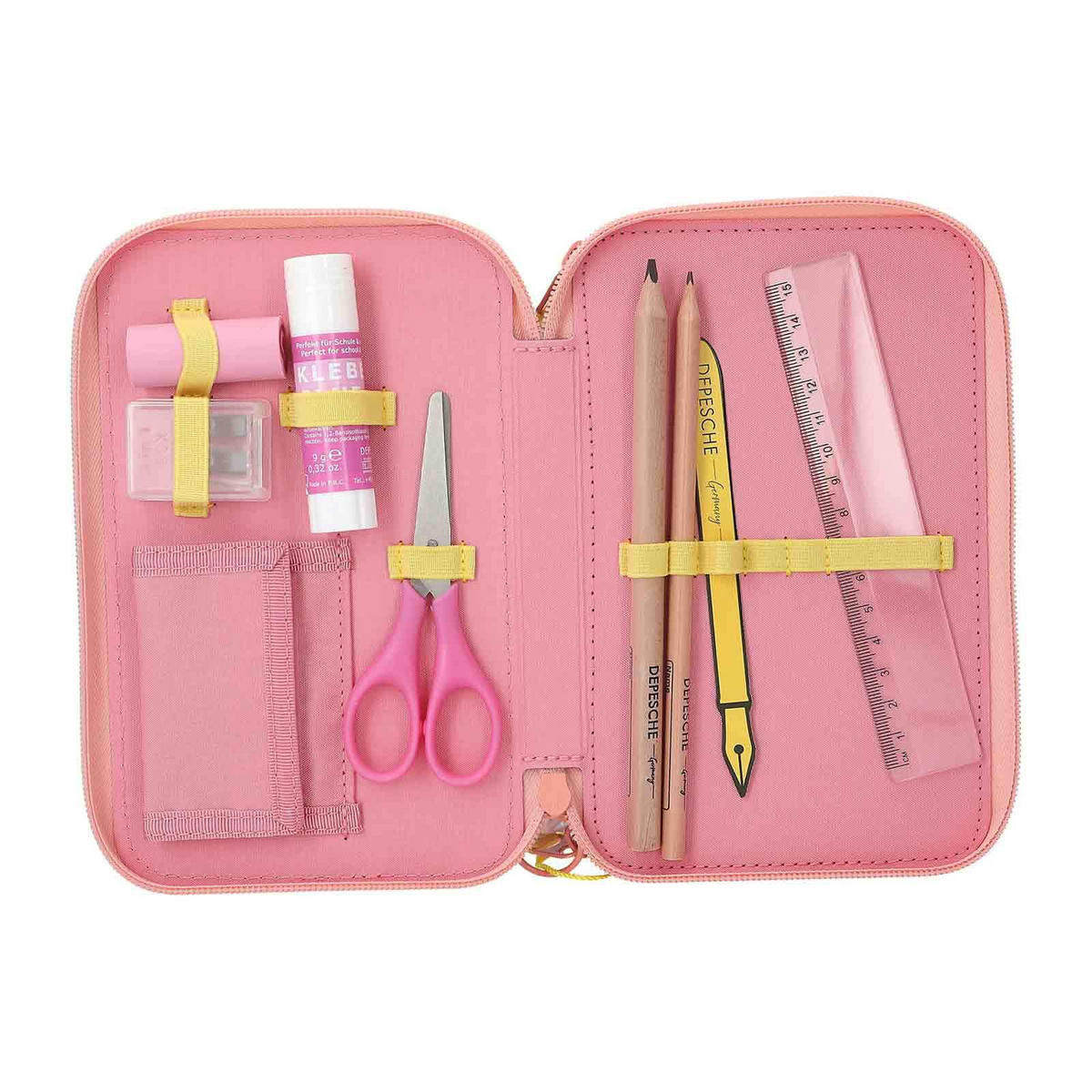 3-FACH FEDERTASCHE JUICY INKL. STIFTE TOPModel altrosa 7,5 x 13 x 20 cm - Altrosa, Kunststoff (13/20/7.5cm) - Depesche Germany