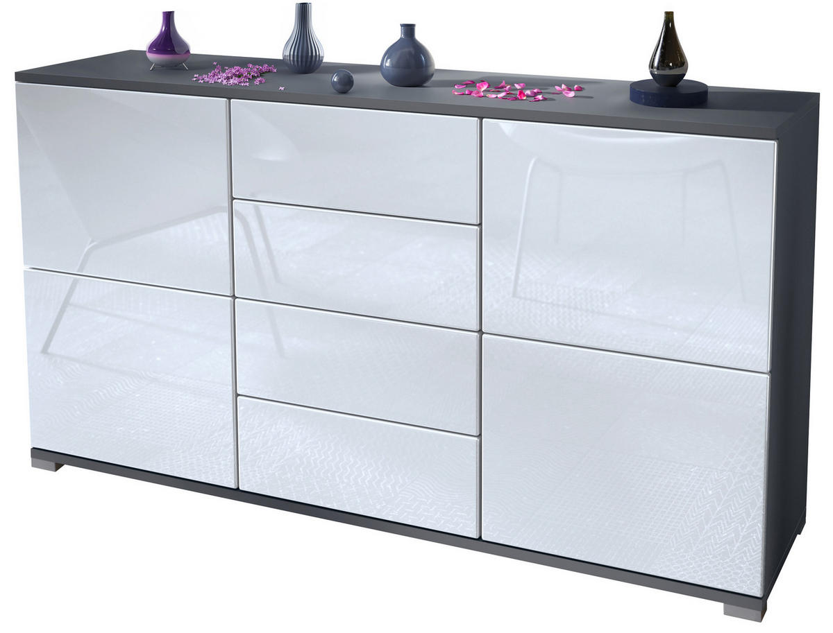 SIDEBOARD Rova Weiß Hochglanz - Weiß Hochglanz, Holzwerkstoff (138.5/75.5/35cm) - Vladon