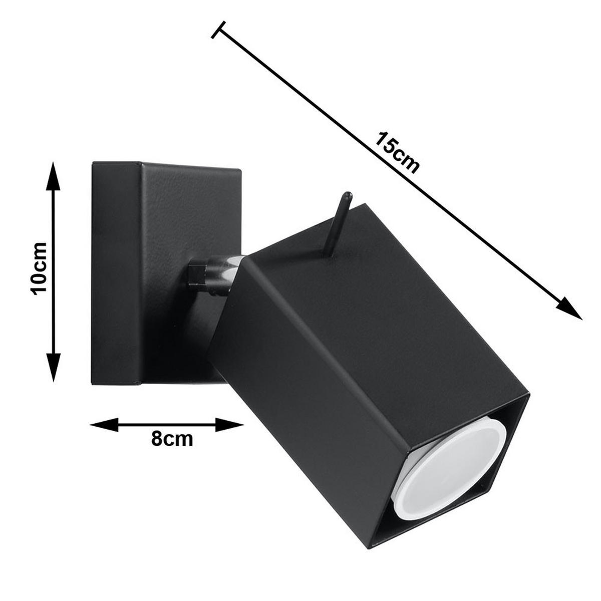 WANDELEUCHTE Merida Stahl Schwarz - Schwarz, Metall (8/15/10cm)