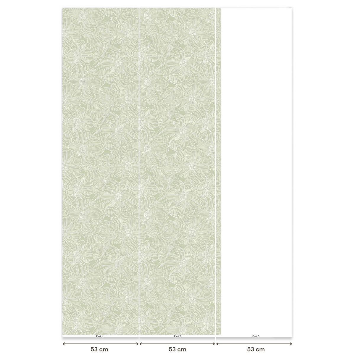 TAPETE - Gelassenheit - Blumen - Grün - 100x200 cm - Salbeigrün, Papier (100/200cm) - OnlyWow