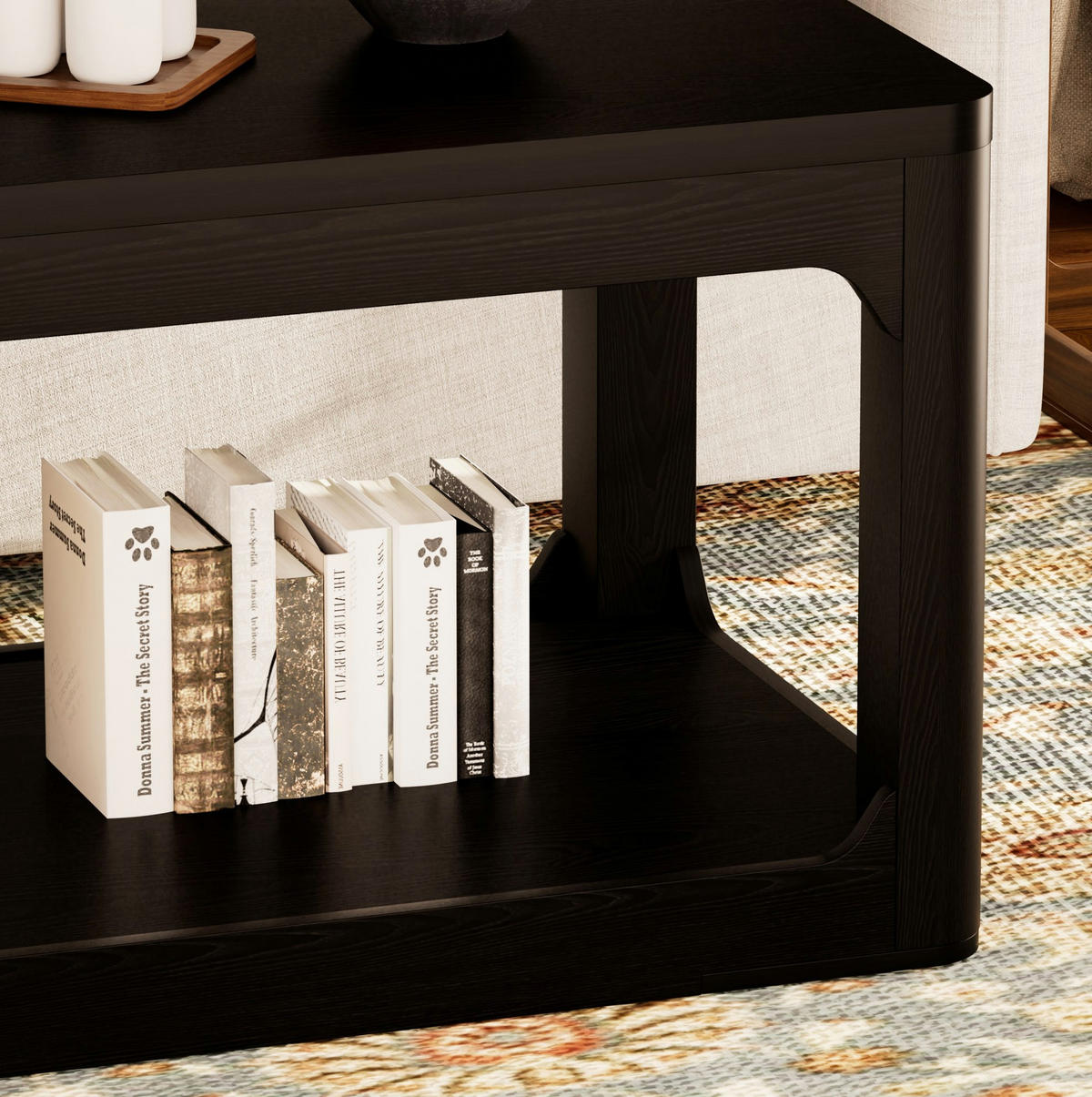COUCHTISCH mit 2 Ablagefächern 100 x 50 x 44,5 cm Schwarz - Schwarz, Holzwerkstoff (100/50/44.5cm) - Meubliv