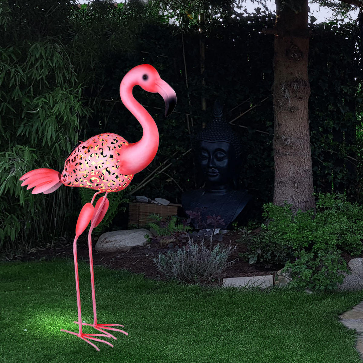 LED AUSSENLEUCHTE Vogel Rosa - Rosa, Metall (34/16/74cm) - Globo Lighting