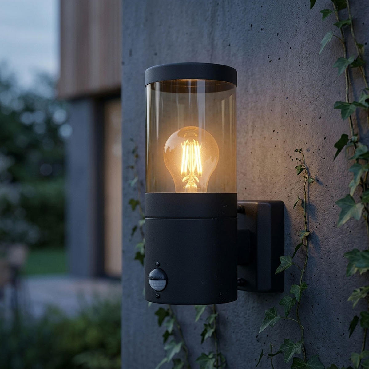 WANDLEUCHTE Edelstahl Schwarz rauchig 2er Set - Schwarz, Metall (10.2/24.5/17cm) - Globo Lighting
