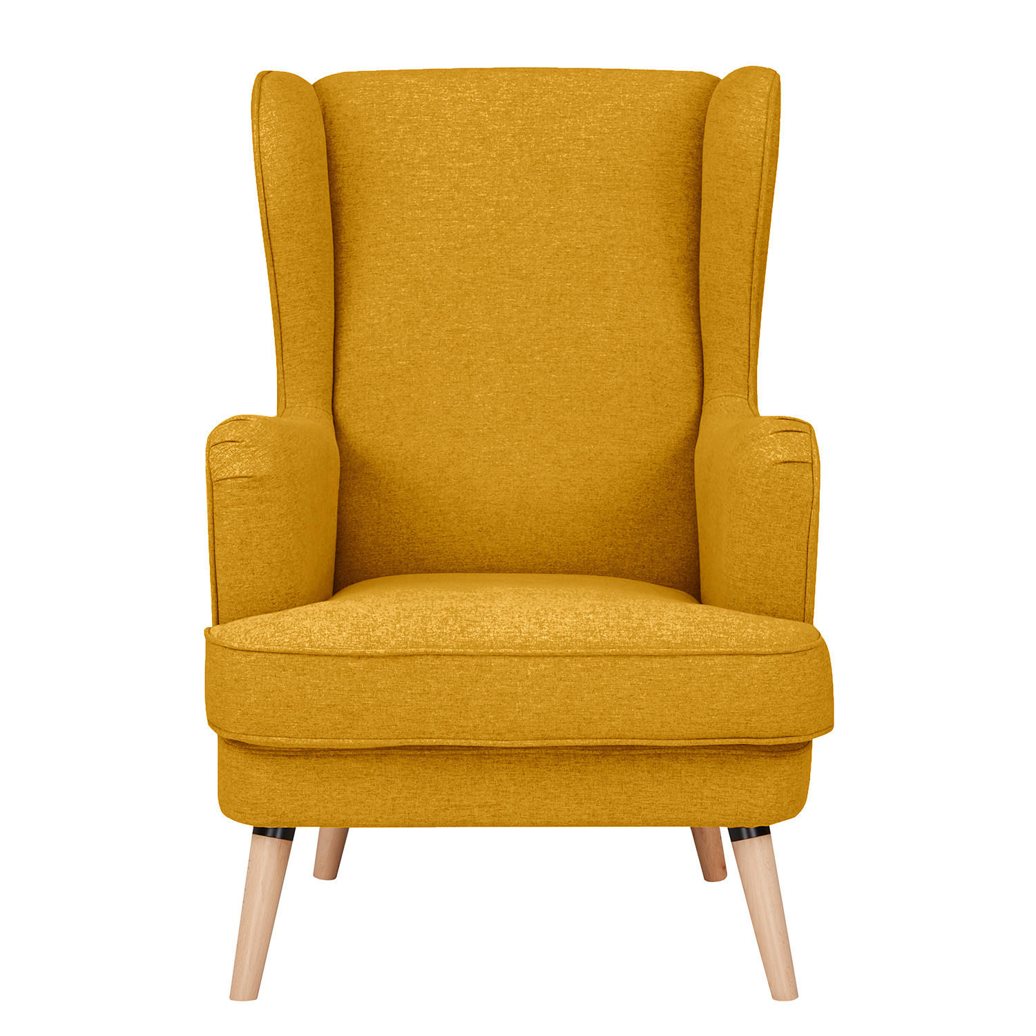 OHRENSESSEL - Beige/Gelb, Birkenholz/Textil (73/107/96cm) - home24