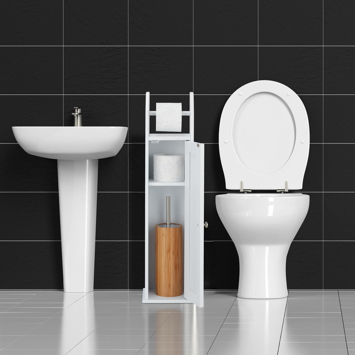 TOILETTENPAPIERHALTER - Weiß, Holzwerkstoff (20/78.5/18cm) - Relaxdays