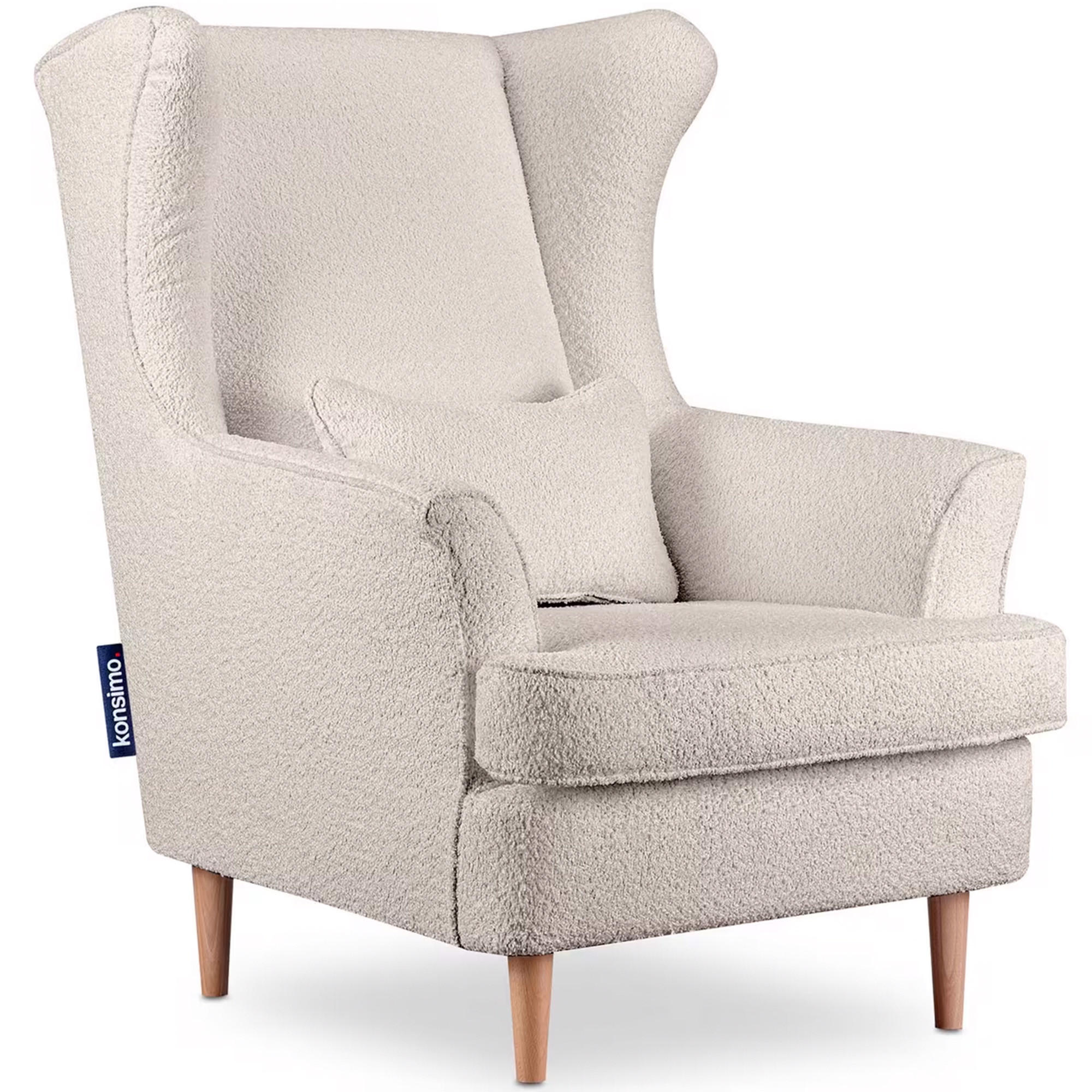 OHRENSESSEL STRALIS inklusive dekorativem Kissen, Ecru - Ecru, Textil (82/108/80cm) - KONSIMO®