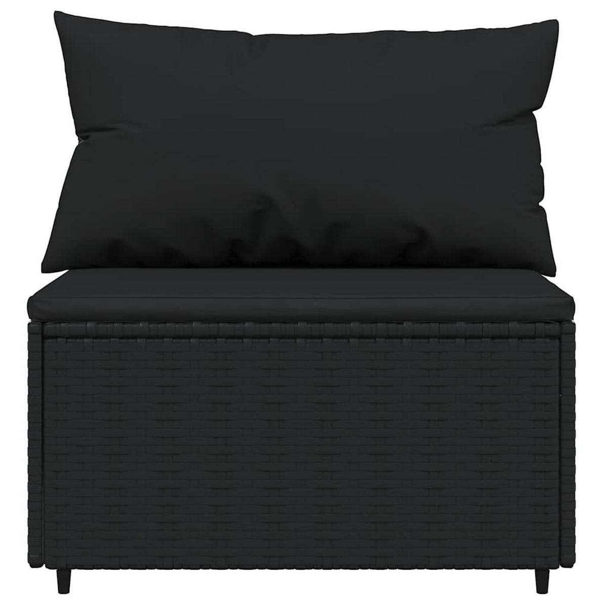 LOUNGESOFA mit Kissen und Armlehnen, 3-Sitzer, 189/63/57,5 cm, aus Poly Rattan, Schwarz - Schwarz, Kunststoff (63/57.5/63cm) - vidaXL