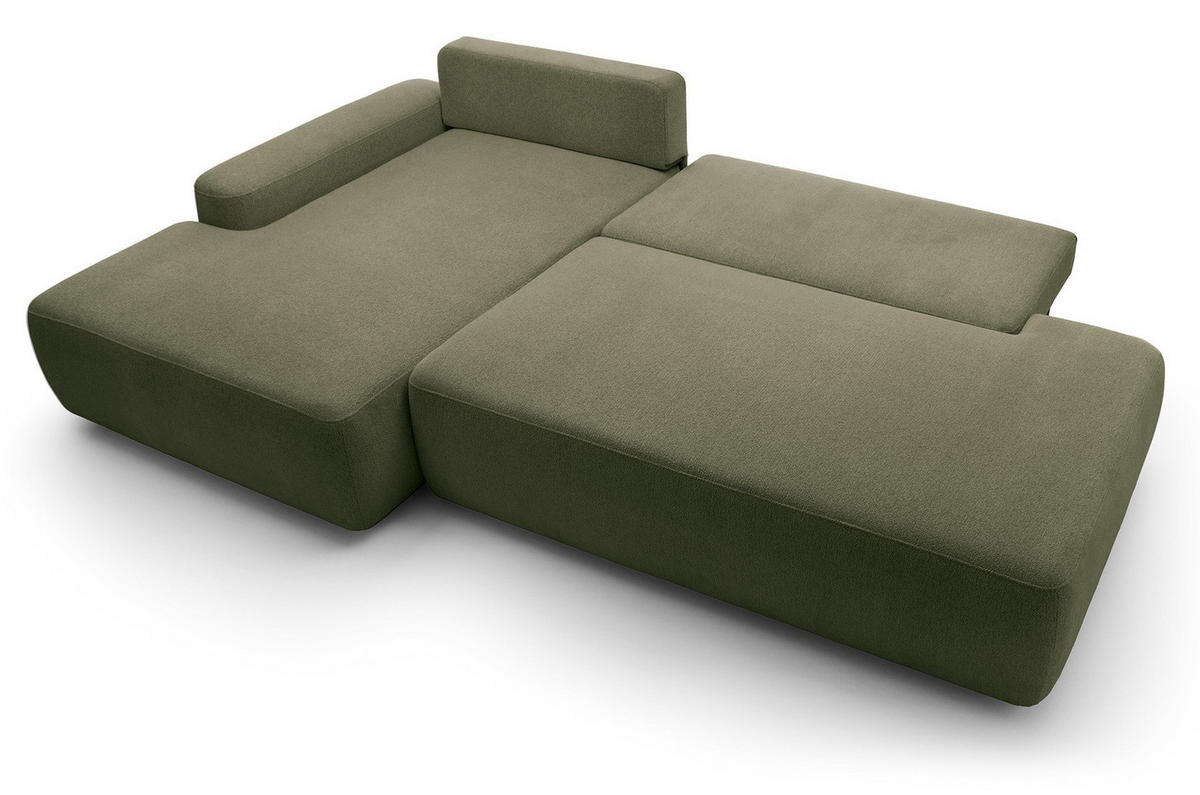 ECKSOFA 275 cm mit Schlaffunktion Orea O, Links, Grün - Grün, Holz (276/164cm) - Emporius