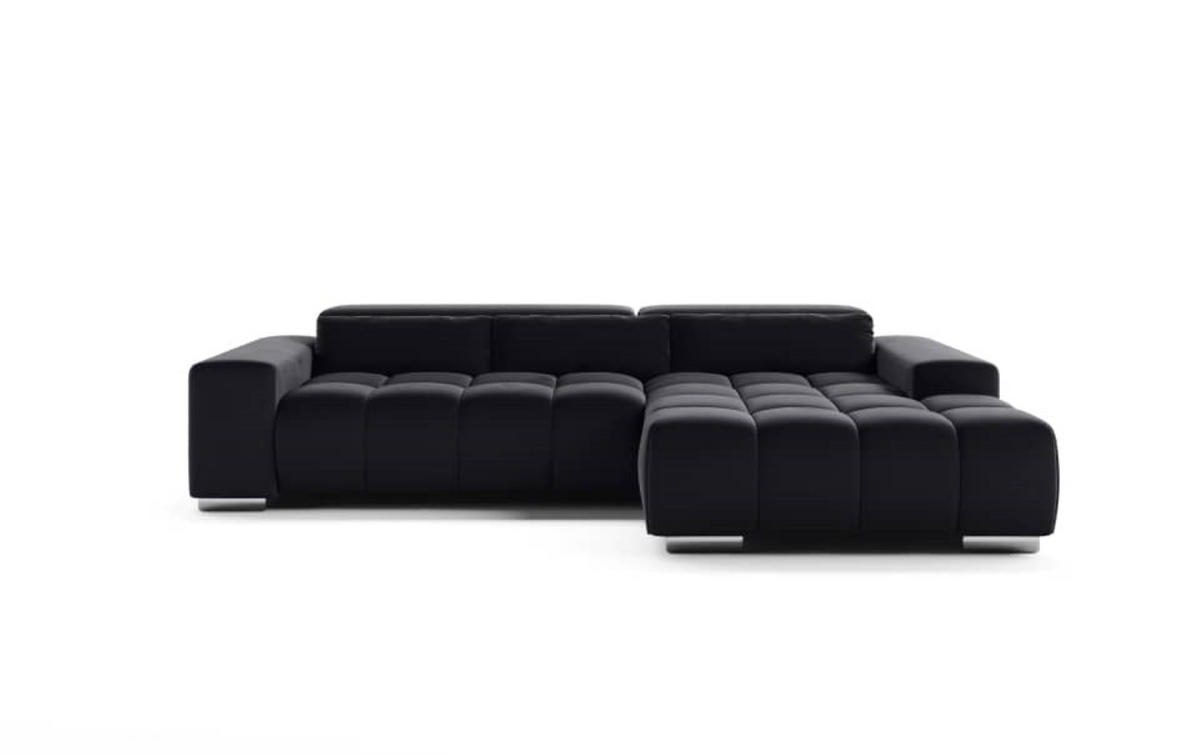 ECKSOFA mit elektrischem Sitzvorschub und verstellbaren Kopflehnen - Chromfarben/Schwarz, Textil (186/307cm) - Cotta