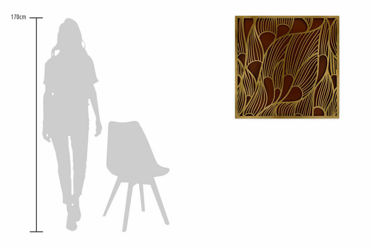 METALLBILD Gold 80/80 cm - Goldfarben/Schwarz, Metall (5.2/80cm) - KUNSTLOFT