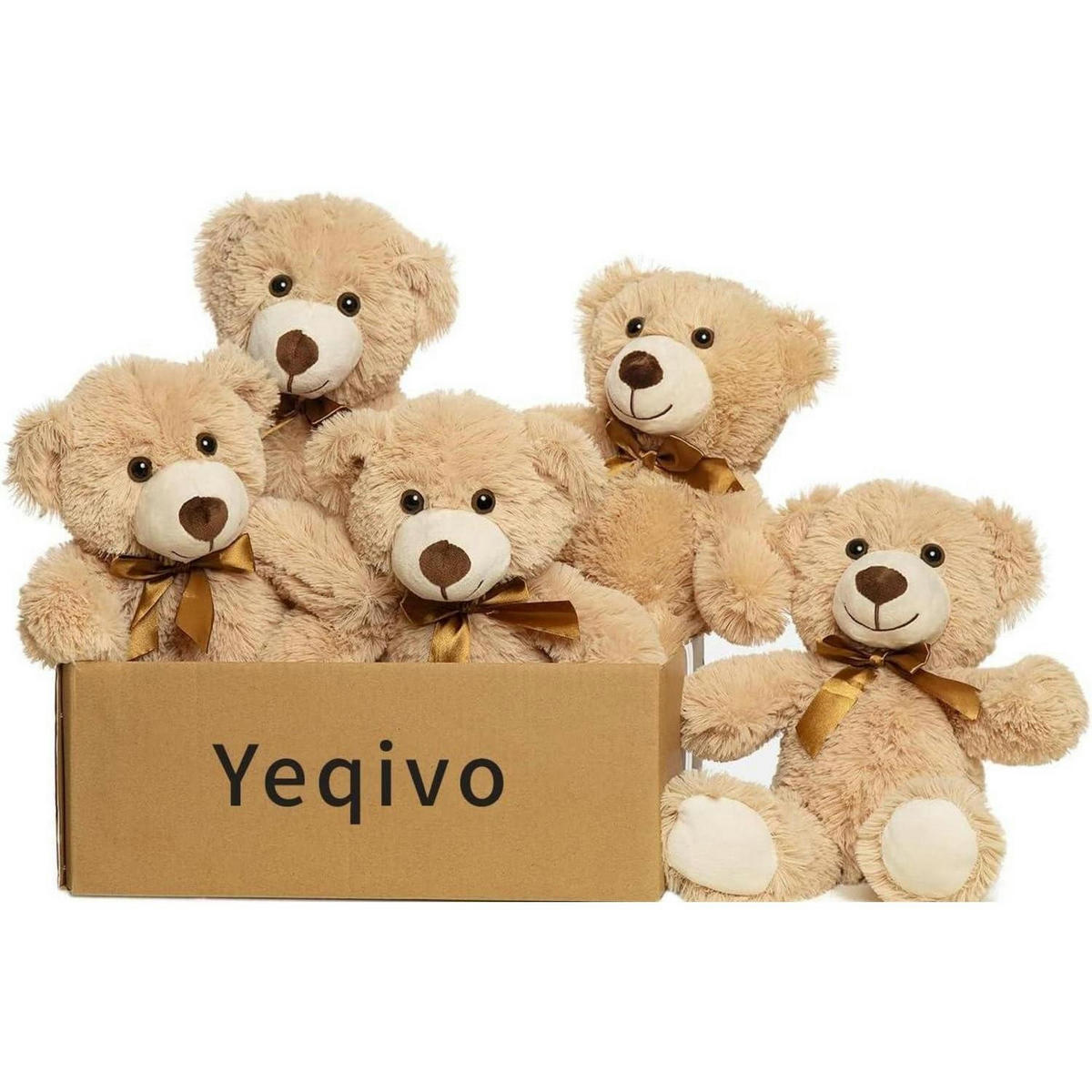 PLÜSCHTIER Teddybär 5-teiliges Set Khaki 34 cm - Olivgrün, Textil (30/35cm)