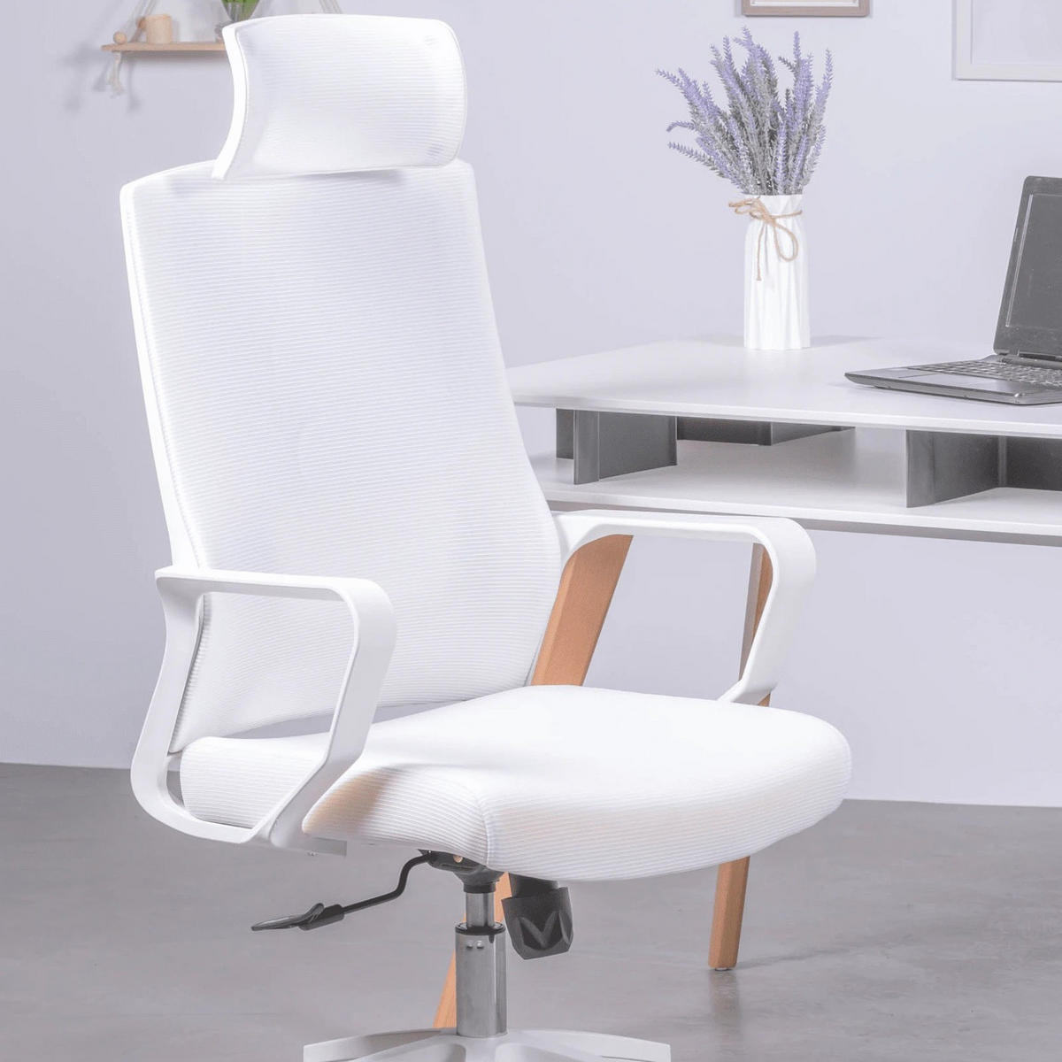 SCHREIBTISCHSTUHL Textil Weiß - Weiß, Textil (60/114/58cm) - Nest Dream