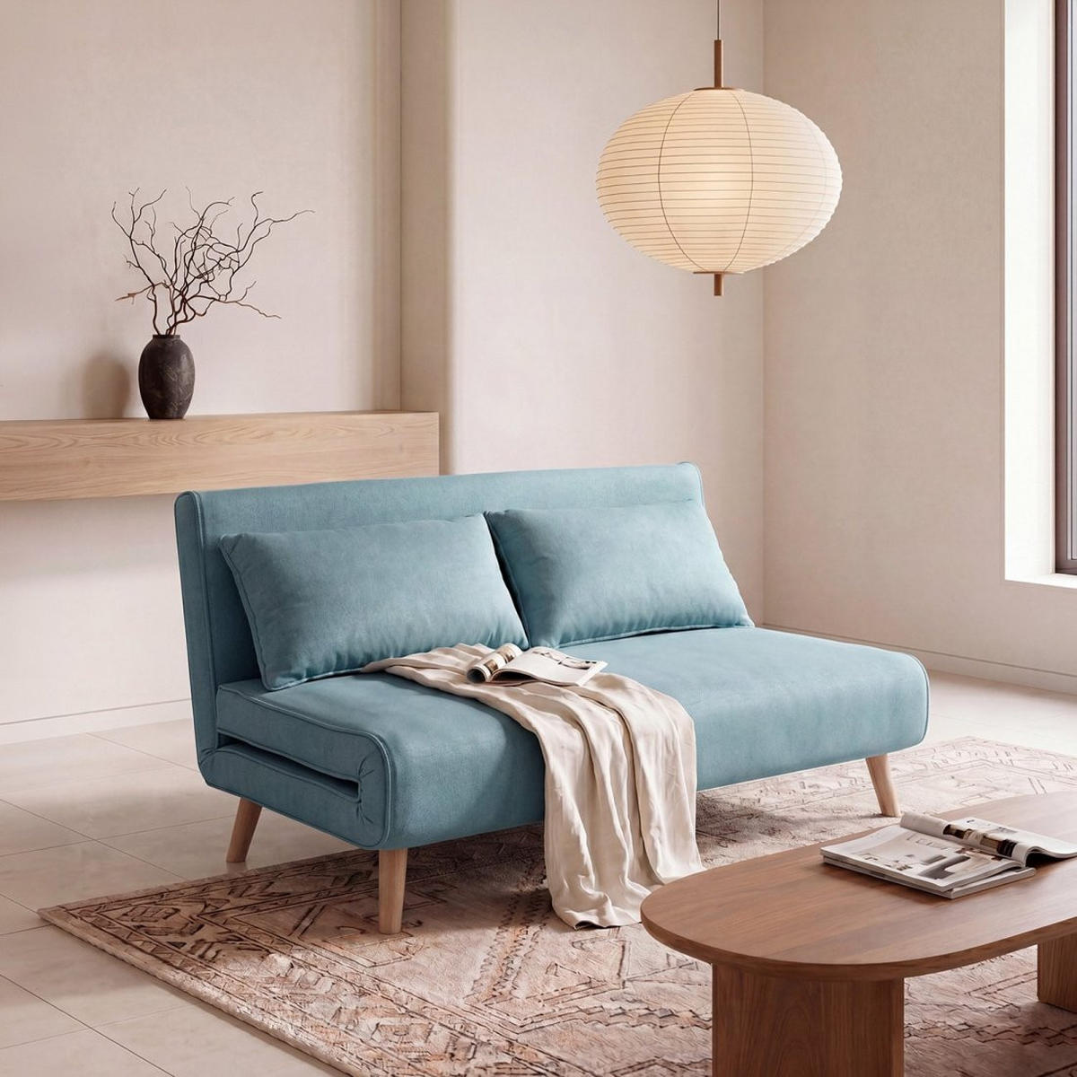 SCHLAFSOFA Noa Blau 117 cm x 79 cm - Blau, Textil (117/79/75cm) - Klast Home