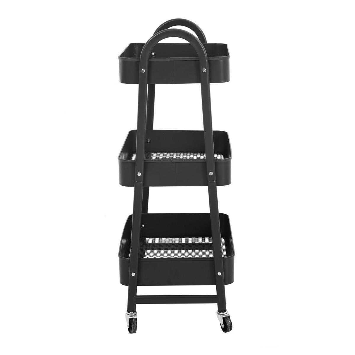 SERVIERWAGEN mit 3 Etagen Schwarz - Schwarz, Metall (42/80/31.5cm) - SVITA