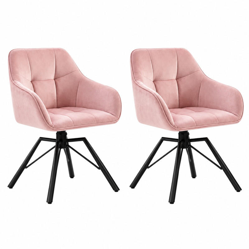 ESSZIMMERSTUHL 2er-Set drehbar Samt Pink - Pink, Metall (54/82.5/57cm) - Meubliv