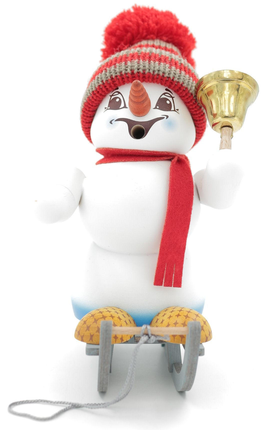 RAUCHFIGUR Schneemann Weiß Schlitten 19 cm - Multicolor, Holz (15/19/0.1cm)