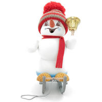 RAUCHFIGUR Schneemann Weiß Schlitten 19 cm - Multicolor, Holz (15/19/0.1cm)