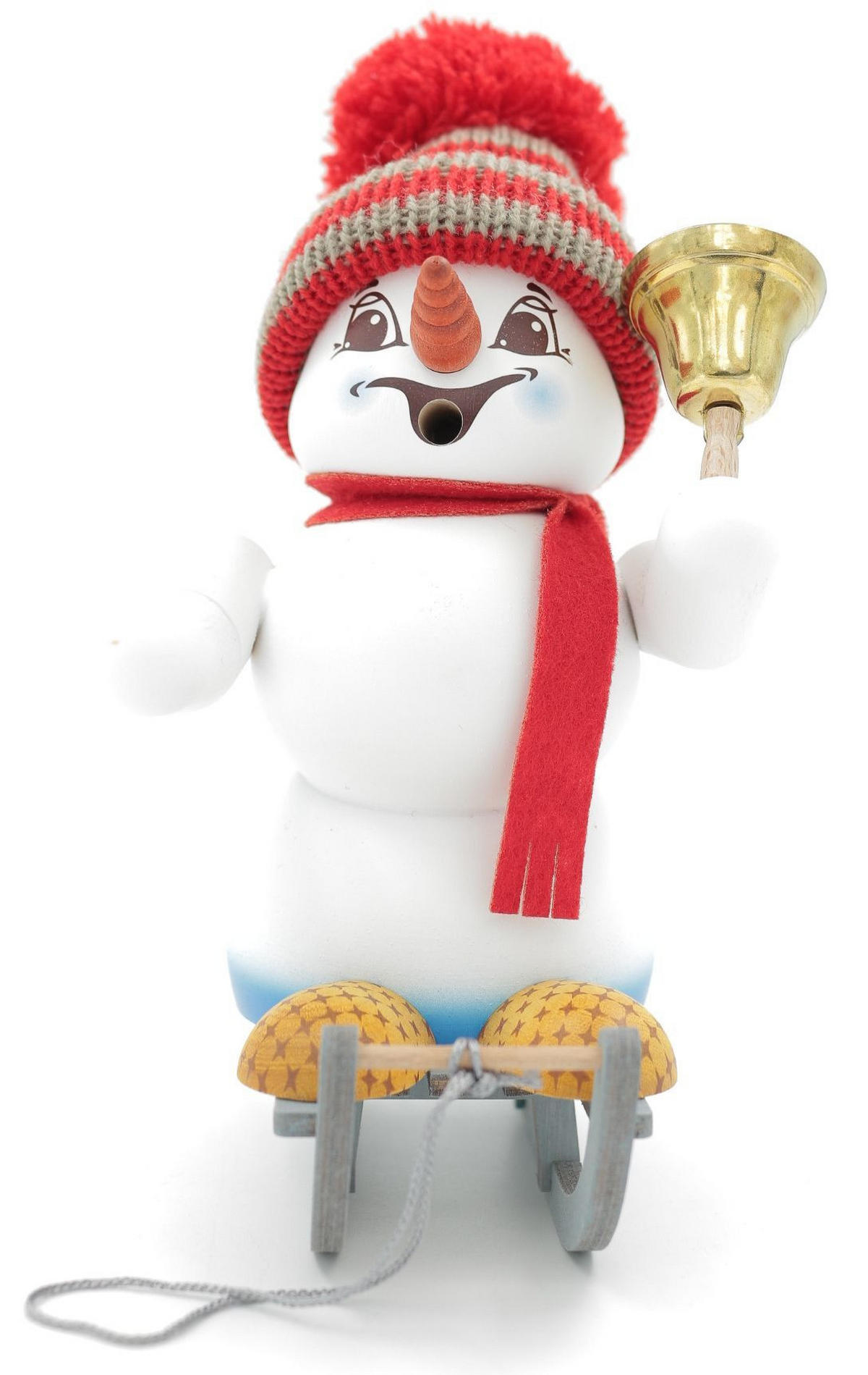 RAUCHFIGUR Schneemann Weiß Schlitten 19 cm - Multicolor, Holz (15/19/0.1cm)