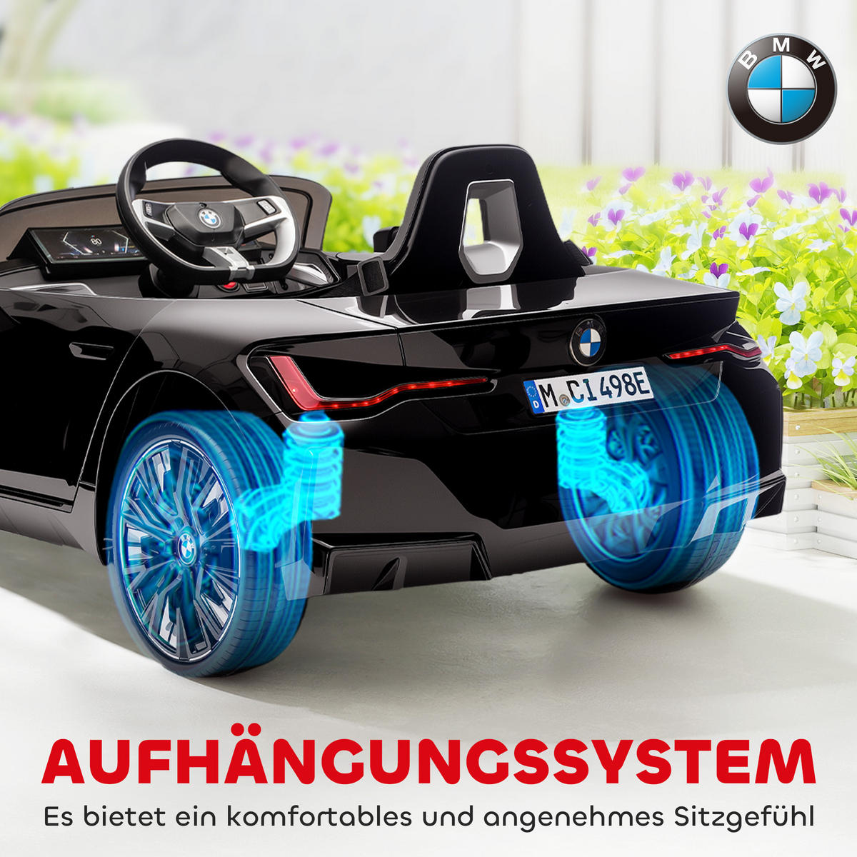 KINDER Elektroauto Elektrofahrzeuge mit Fernbedienung, MP3-Player, 3-5 km/h - Schwarz, Metall (115/67/45cm) - HOMCOM