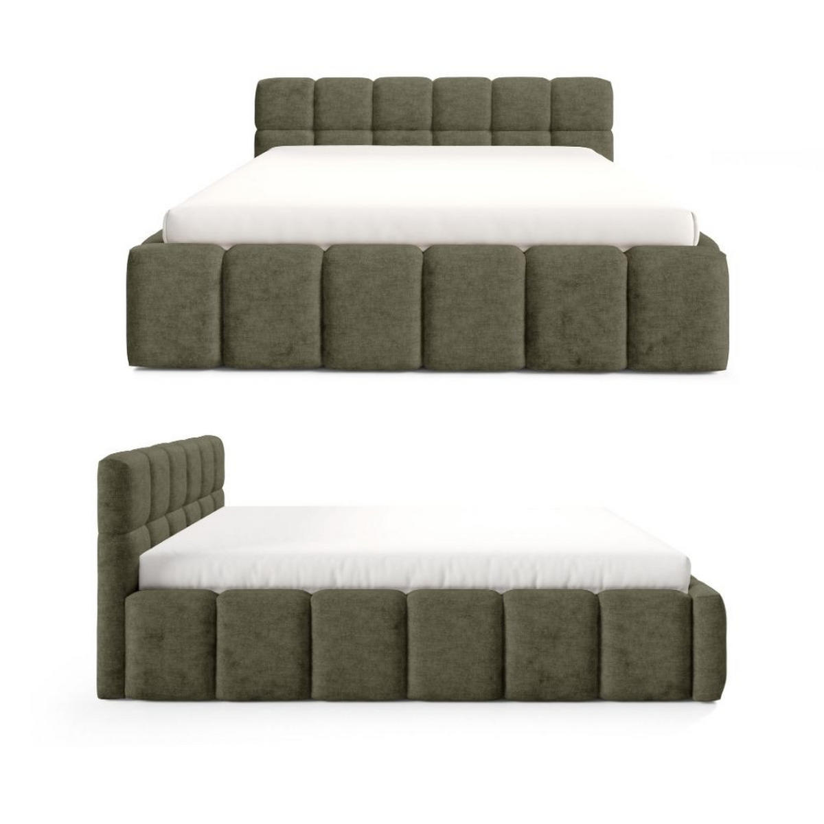 POLSTERBETT NUBO Medium 180x200 cm mit Bettkasten – PERFECT HARMONY 39 - Grün, Holz (180/200cm) - Dekori_Interiors
