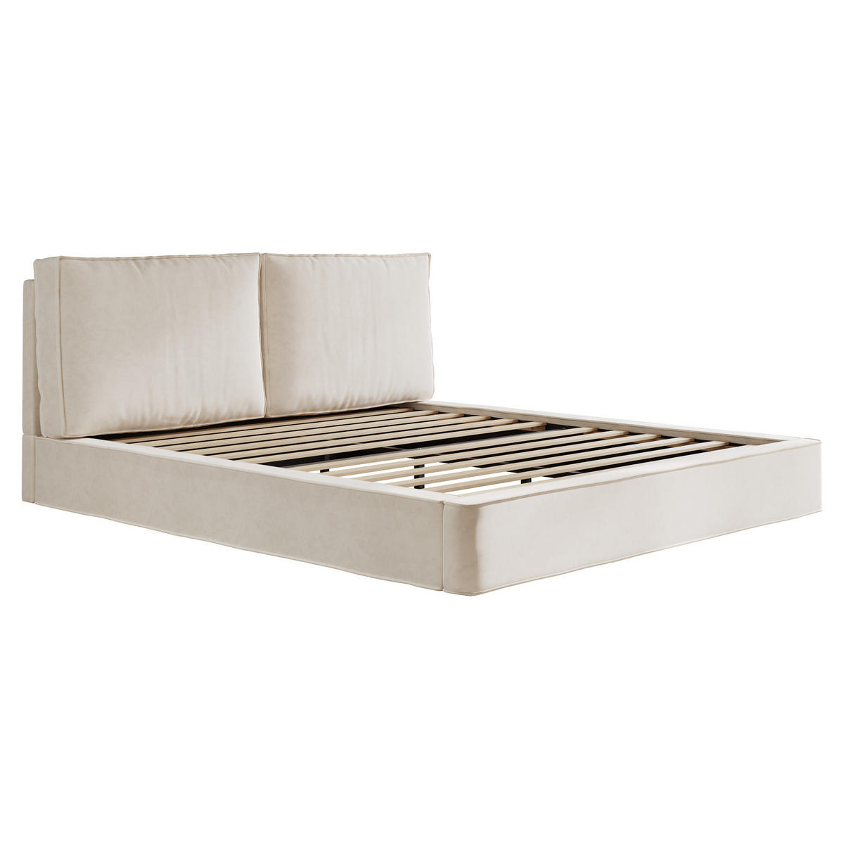 POLSTERBETT 180x200 cm in Beige mit Chenille-Bezug, gepolstertem Kopfteil und Lattenrost - Beige, Textil (180/200cm) - IVMEU