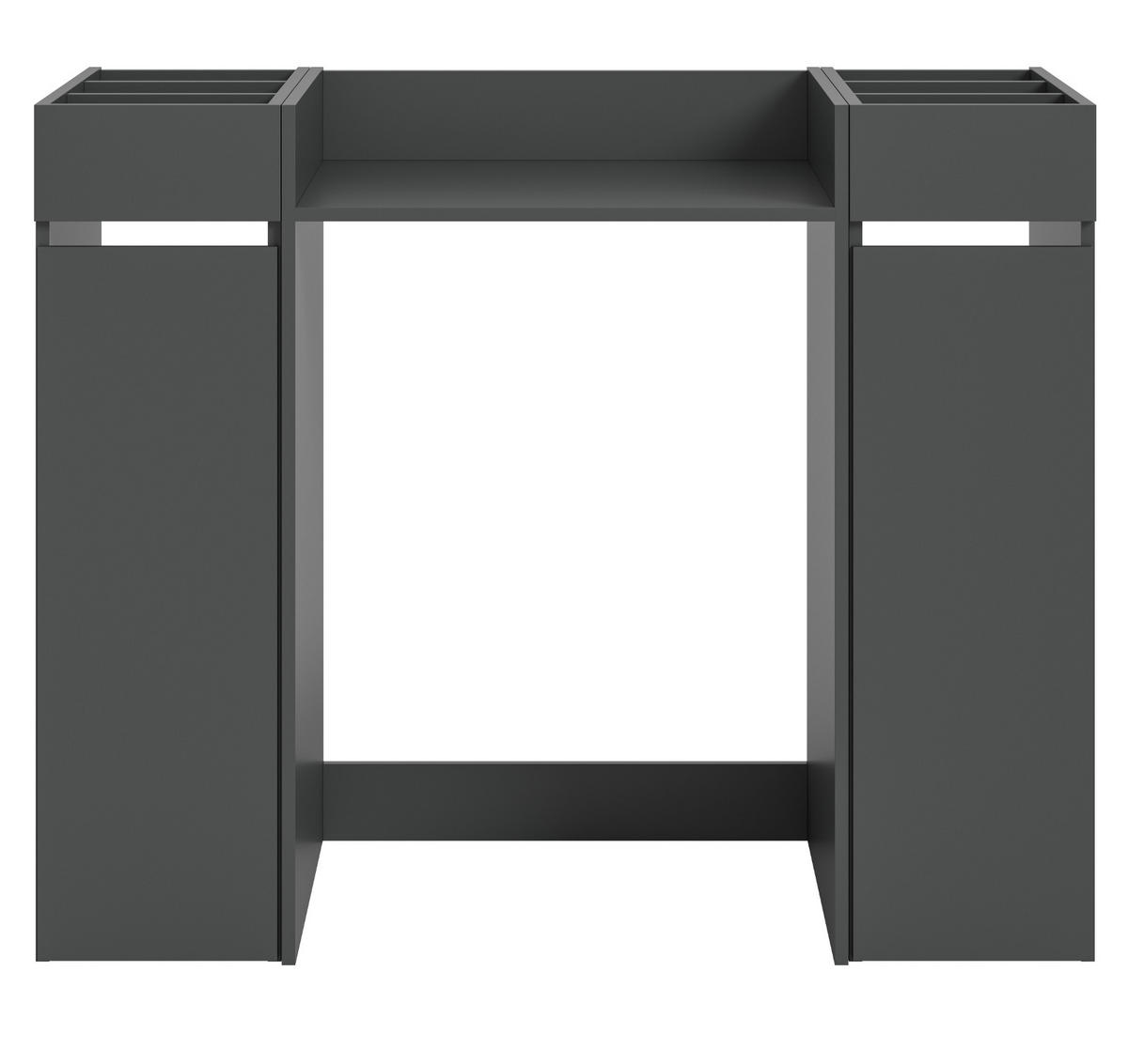 WASCHMASCHINENUMBAU Set grau 3-teilig, Überbauschrank und 2 x Anstellregal - Schwarz/Grau, Holzwerkstoff/Metall (124/101/60cm) - Inn.Furn