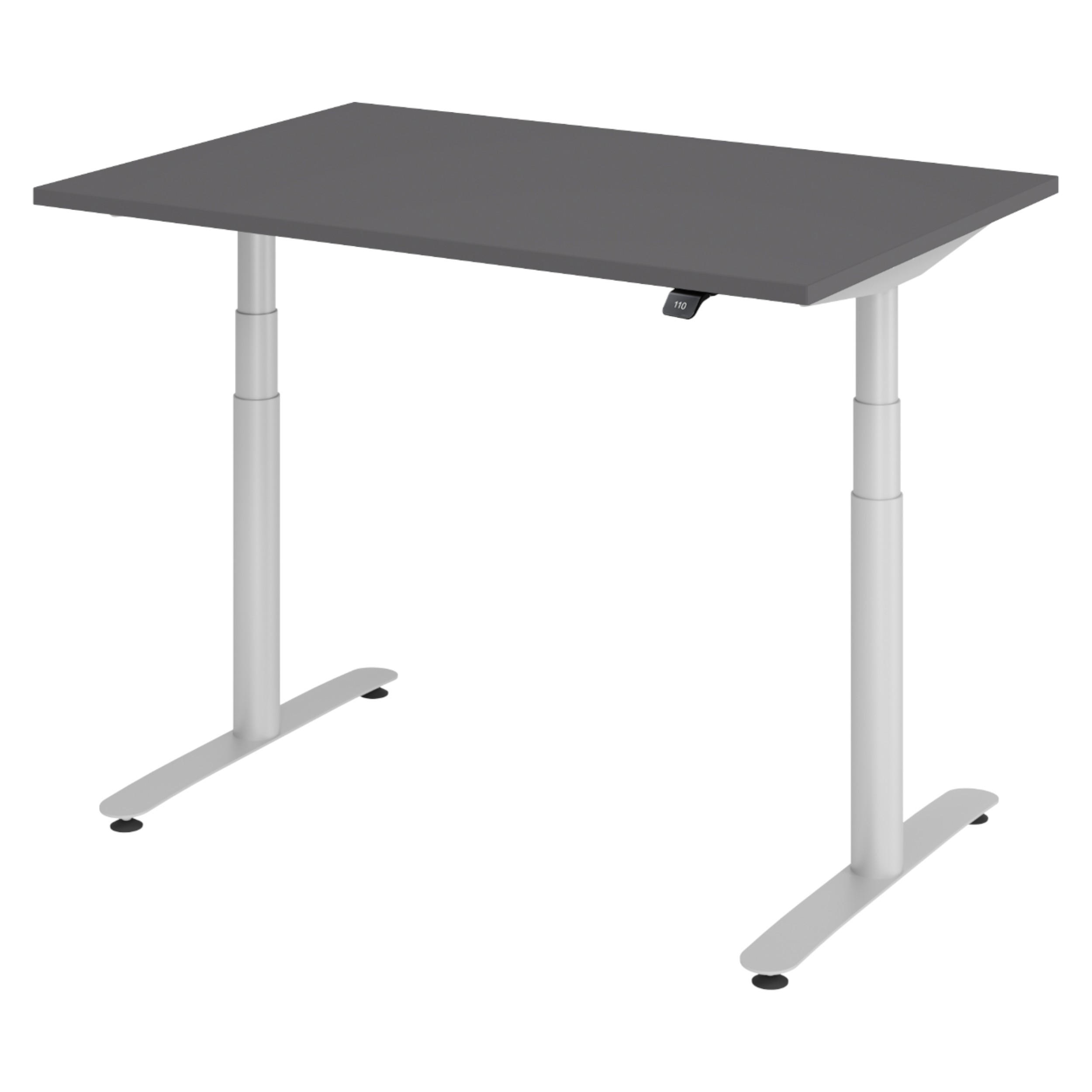 SCHREIBTISCH elektrisch Bluetooth & App XDLR 120/80/72 cm in Graphitfarben/Silberfarben - Silberfarben/Graphitfarben, Holzwerkstoff (120/80/72cm) - bümö