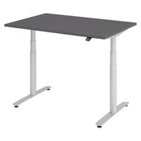 SCHREIBTISCH elektrisch Bluetooth & App XDLR 120/80/72 cm in Graphitfarben/Silberfarben - Silberfarben/Graphitfarben, Holzwerkstoff (120/80/72cm) - bümö