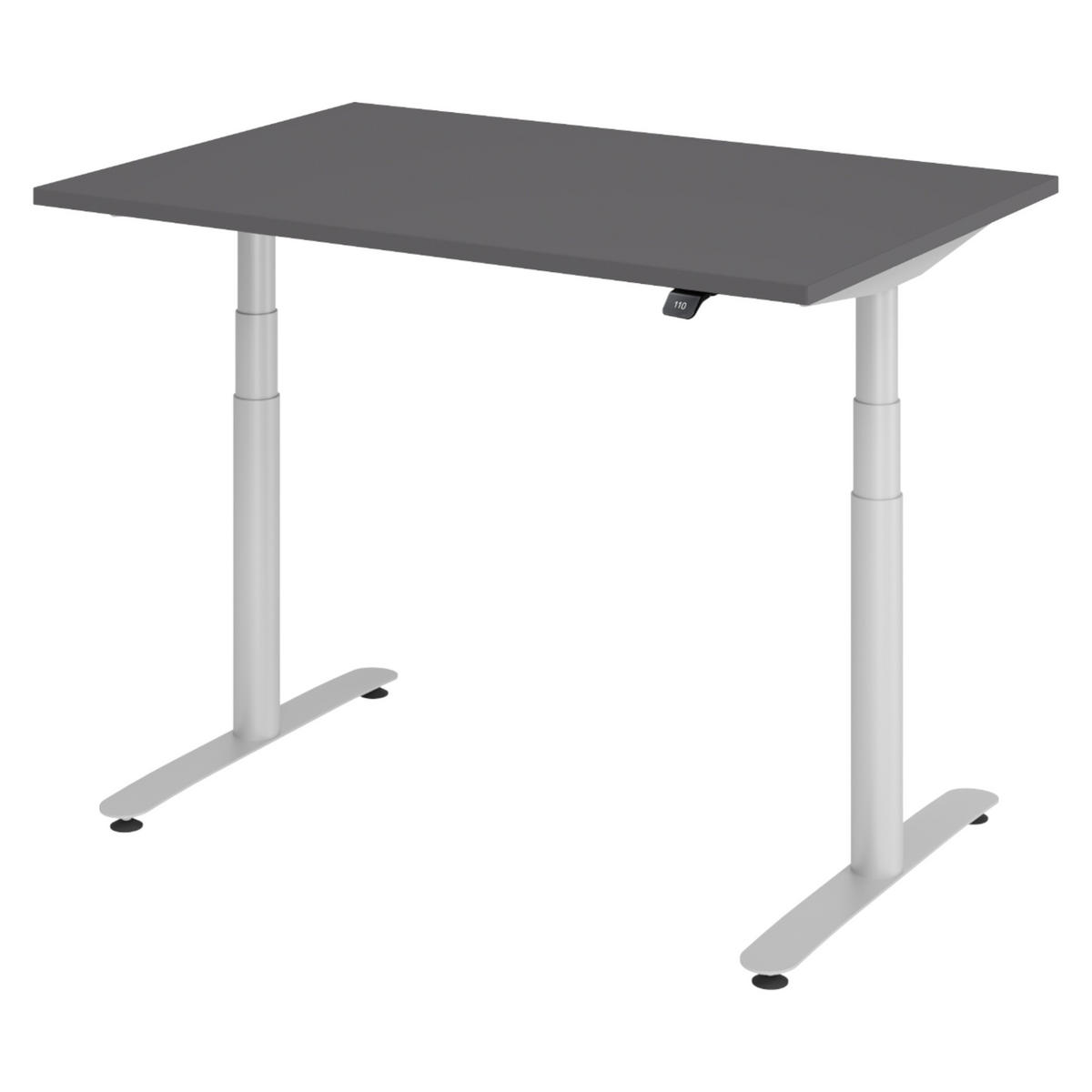 SCHREIBTISCH elektrisch Bluetooth & App XDLR 120/80/72 cm in Graphitfarben/Silberfarben - Silberfarben/Graphitfarben, Holzwerkstoff (120/80/72cm) - bümö
