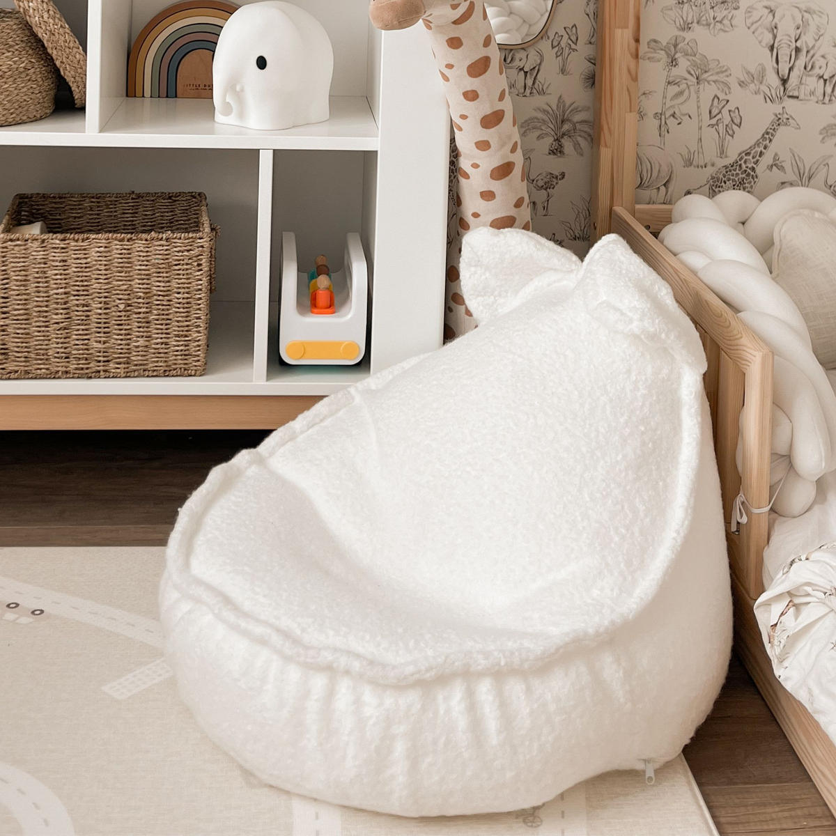 SITZSACK für Kinder, Bär, Boucle, Weiß - Weiß, Textil (58/50/67cm) - MeowBaby