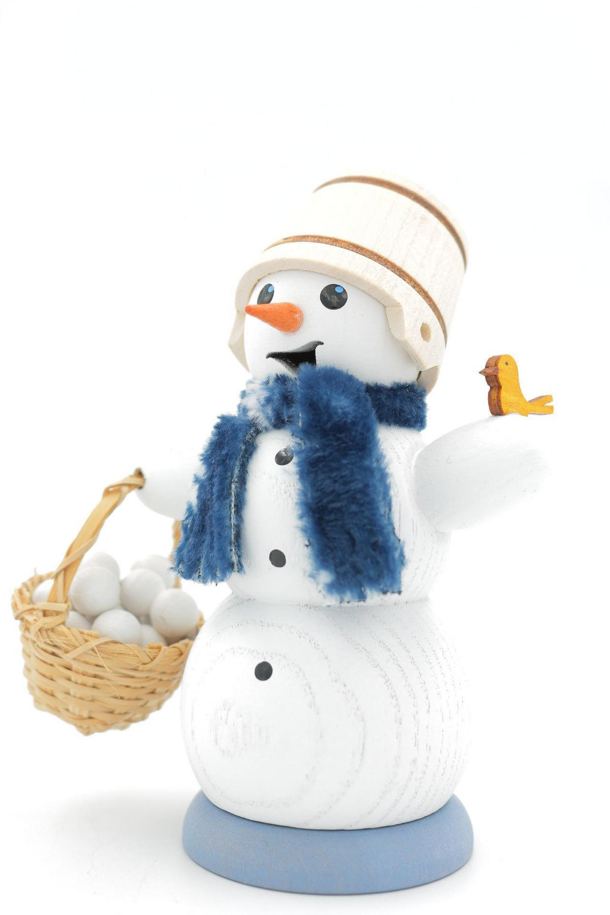 RAUCHFIGUR Schneemann mit Schneeballkorb 13 cm - Multicolor, Holz (6/13/10cm)