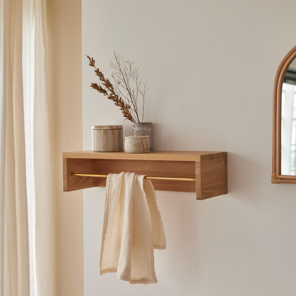 HANDTUCHHALTER Sasha Natur aus Teak - Naturfarben, Holz (60/15/20cm) - Tikamoon