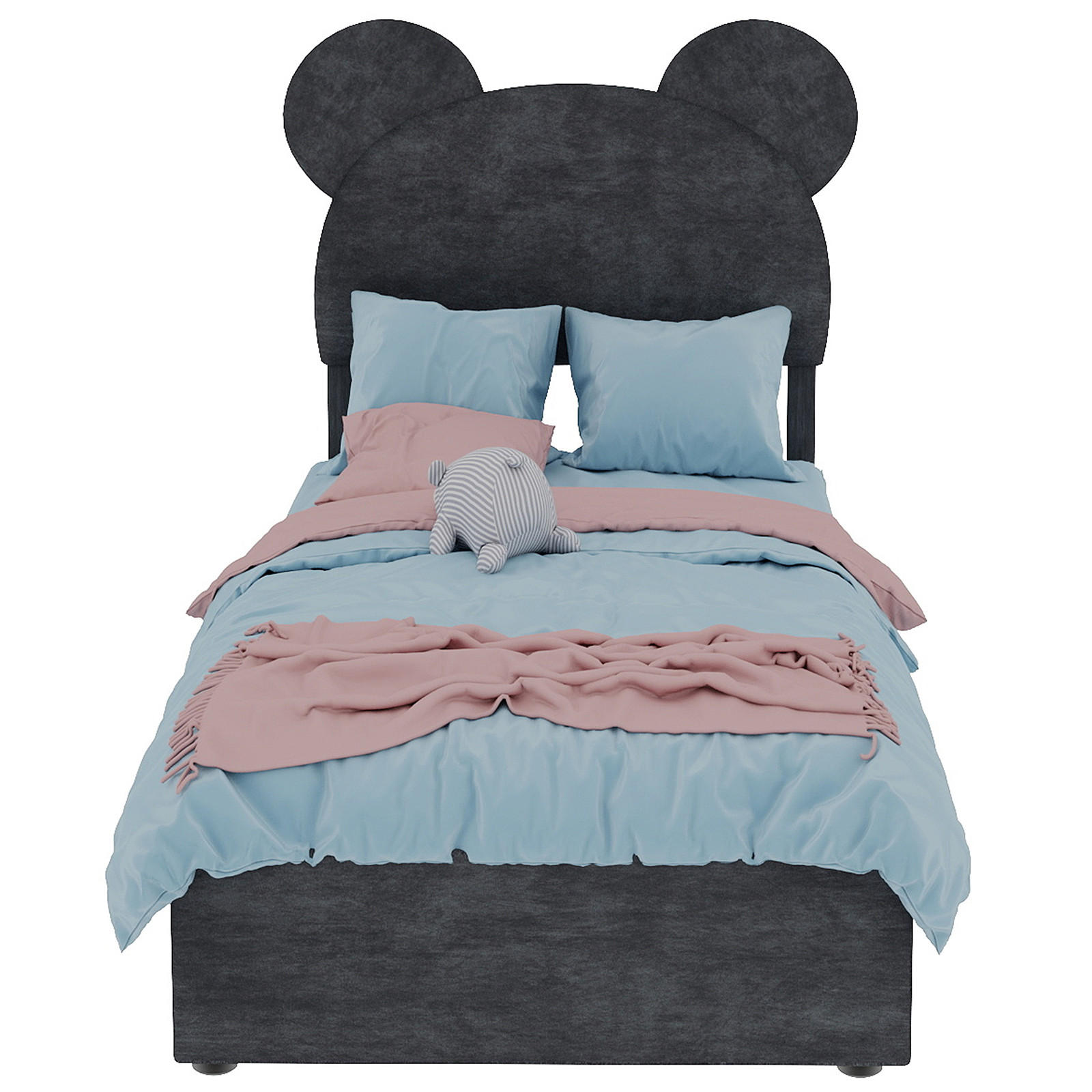 POLSTERBETT 90x200 cm Cartoon Stauraum grau - Grau, Textil (90/200cm) - LEBENLANG